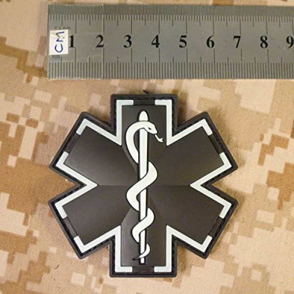 LEGEEON Airsoft Morale Patch 6 LEGEEON Glow Dark Black EMS EMT Medic Paramedic Star of Life Morale Tactical PVC Touch Fastener Patch