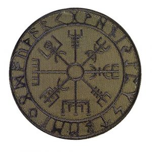 LEGEEON Airsoft Morale Patch 1 LEGEEON Olive Drab Vegvisir Viking Compass OD Green Norse Rune Morale Tactical Sew Iron on Patch