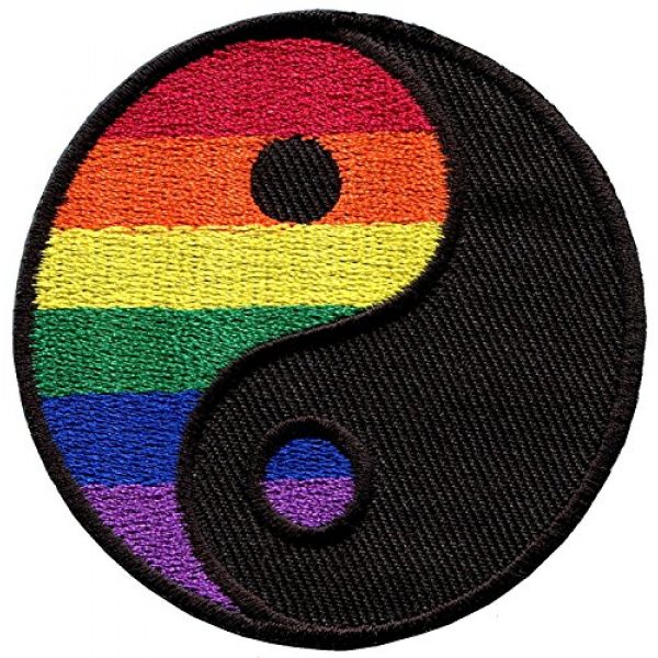 TKPatch Airsoft Morale Patch 2 Yin Yang Tao gay lesbian pride rainbow retro LGBT applique iron-on patch size Small
