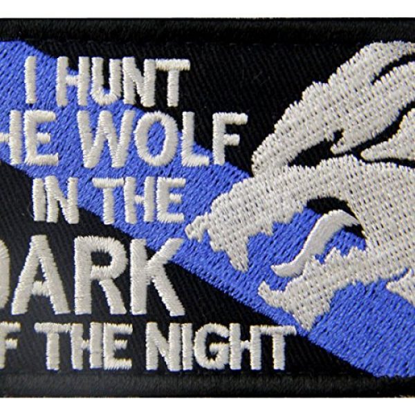 Rocking Planet Airsoft Morale Patch 2 Tactical Patch I Hunt The Wolf Embroidered Sheepdog Applique Army Morale Hook & Loop Emblem, White & Black