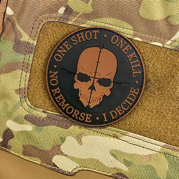 Morton Home Airsoft Morale Patch 2 Morton Home Tactical PVC 3D Black Sniper One Shot One Kill No Remorse I Decide Morale Badge Patch (Yellow)