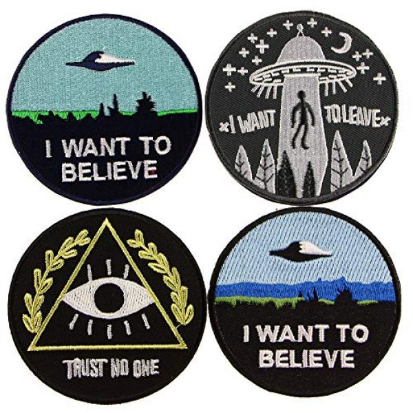 JPT Airsoft Morale Patch 1 Ê"Ìá´"ÌÊ 4 Patches - I Want to Believe, Trust NO ONE, I Want to Leave Iron Sew on Patches