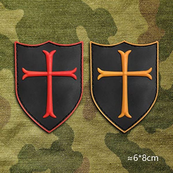 Morton Home Airsoft Morale Patch 4 Morton Home Templar Crusader's Cross US Navy Seals Morale PVC 3D Rubber Touch Fastener Patch (red)