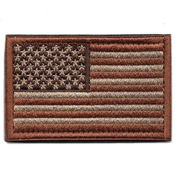 Monte Everest Airsoft Morale Patch 1 Tactical American Flag Patch Embroidered Military Uniform Emblem with Hook and Loop (Desert Coyote)