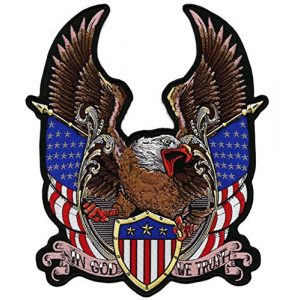 Nixon Thread Co. Airsoft Morale Patch 1 Federal Eagle Shield Patch | Large US Flag Military Patriotic Embroidered in God We Trust - by Nixon Thread Co. (12.5")