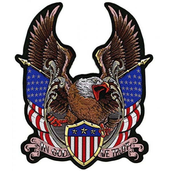 Nixon Thread Co. Airsoft Morale Patch 1 Federal Eagle Shield Patch | Large US Flag Military Patriotic Embroidered in God We Trust - by Nixon Thread Co. (12.5")