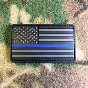 American Sheepdog Airsoft Morale Patch 1 Thin Blue Line American Flag 3D Morale Patch - Stealth