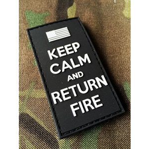 Empire Tactical USA Airsoft Morale Patch 1 3d PVC black Keep Calm and Return Fire (hook/loop) Morale Patch US Flag Army USA