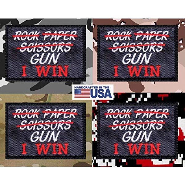 Tactical Patch Works Airsoft Morale Patch 4 Rock Paper Scissors Gun I Win Patch