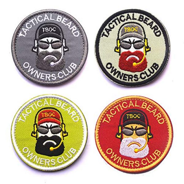 SOUTHYU Airsoft Morale Patch 1 SOUTHYU 4 Pcs Tactical Beard Club Morale Patches Embroidered Badge, Hook and Loop Patch