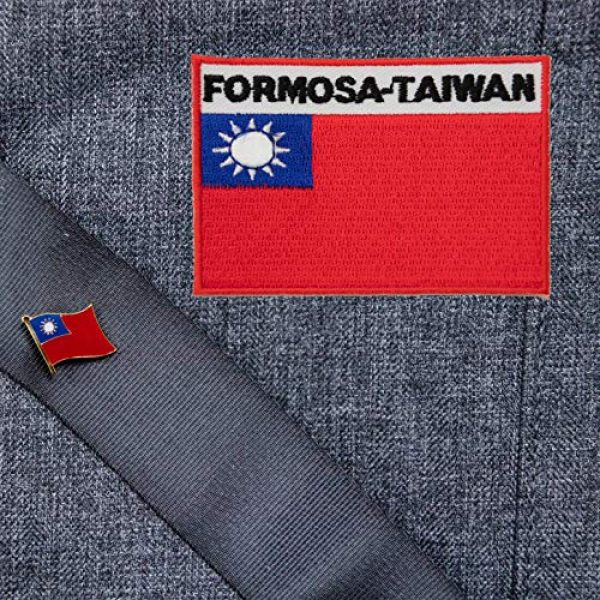 A-ONE Airsoft Morale Patch 6 A-ONE 2PCS Pack-Taiwan Flag Patch+Taiwan Lapel Pin, Morale Patch International Embroidered Stick On, Iron On or Sew On Flag Patch