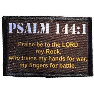 RedheadedTshirts Airsoft Morale Patch 1 Psalm 144:1 Morale Patch. Perfect for your Tactical Military Army Gear, Backpack, Operator Baseball Cap, Plate Carrier or Vest. 2x3" Hook Patch. Made in the USA
