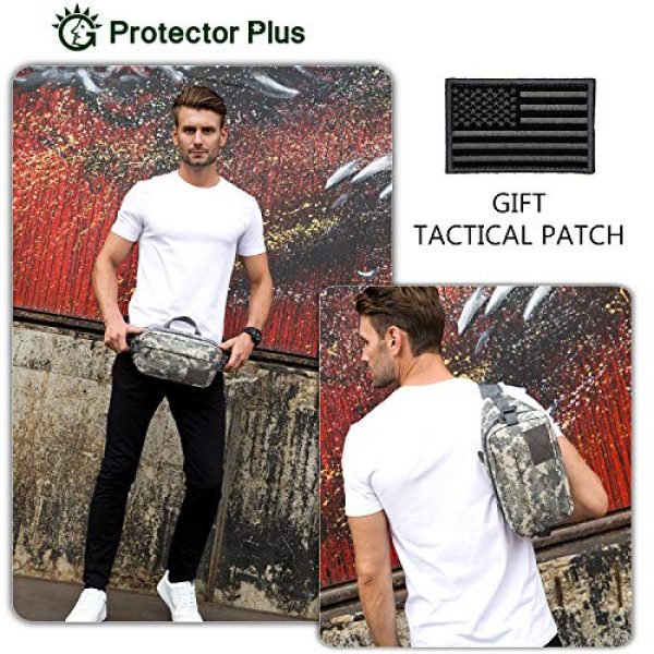 Protector Plus Tactical Pouch 3 Protector Plus Tactical Fanny Pack Military Running Waist Bag Hip Belt MOLLE Army Lumbar Gear Pouch Sling Chest Shoulder Crossbody Messenger Bag (Patch Included)