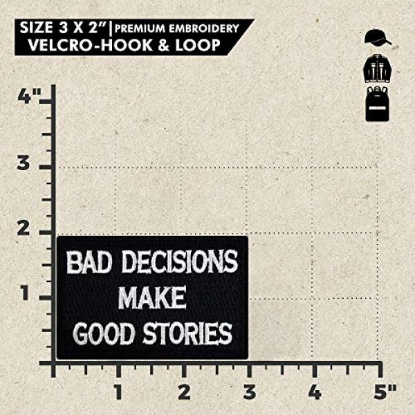 Ebateck Airsoft Morale Patch 3 Ebateck Bad Decisions Make Good Stories Patch, 2 Pack, Embroidered Morale Patches Tactical Funny for Hat Backpack Jackets (Applique Fastener Hook - Loop), Red & Black Color