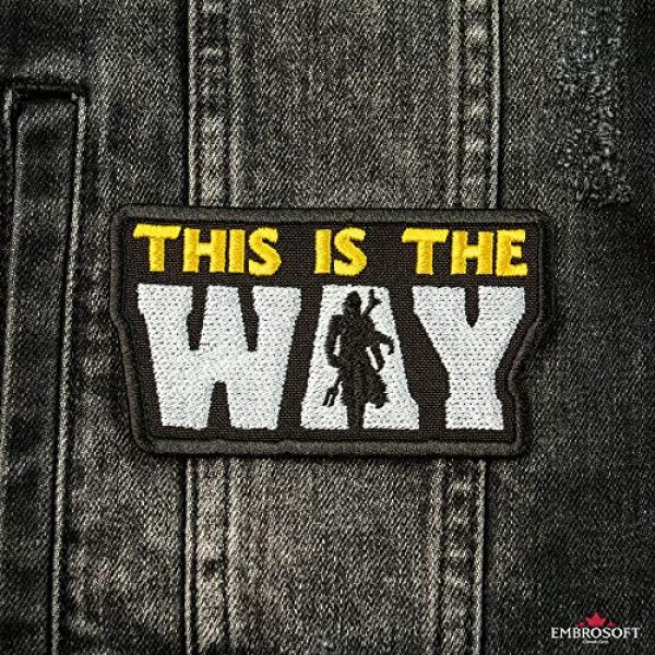 Embrosoft Airsoft Morale Patch 6 This is The Way Patch - Bounty Hunter Mandalorian - Star Wars TV Series Morale Emblem - Embroidered Iron On Patch - Size: 3.7 x 2.1 inches