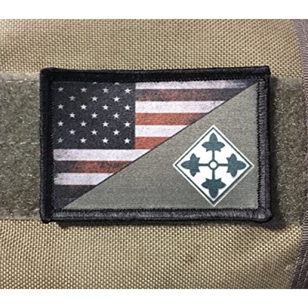 RedheadedTshirts Airsoft Morale Patch 2 Full Color 4th Infantry Division USA Flag Morale Patch Tactical Military. 2x3" Hook and Loop Made in The USA Perfect for Your Rucksack, Pack Bag, Molle Gear, Operator hat or Cap!
