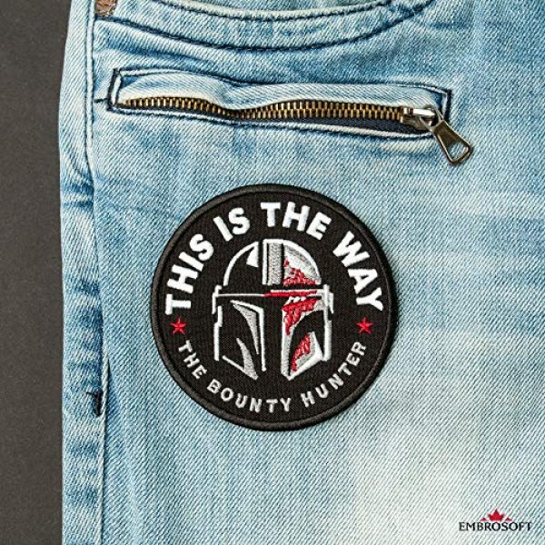 Embrosoft Airsoft Morale Patch 4 Bounty Hunter Round Patch - This is The Way Mandalorian - Star Wars TV Series Morale Emblem - Embroidered Iron On - Size: 3.5 x 3.5 inches