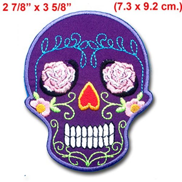 Verani Shop Airsoft Morale Patch 2 Verani Shop Purple Sunny Buick Rose Sugar Skull for Harley Lady Rider Biker Punk Heavy Metal Hard Rock Tatto Embroidered Iron on Badge Emblem Letter Morale Patch