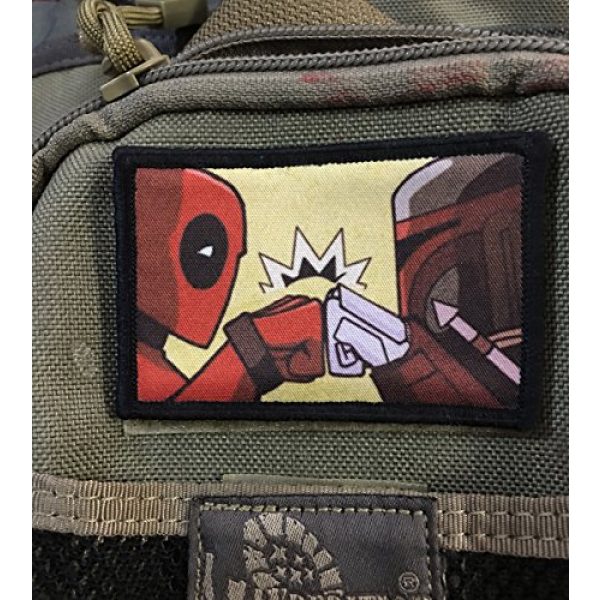 RedheadedTshirts Airsoft Morale Patch 2 DeadPool Boba Fett Morale Patch. Perfect for your Tactical Military Army Gear, Backpack, Operator Baseball Cap, Plate Carrier or Vest. 2x3" Hook and Loop Patch. Made in the USA