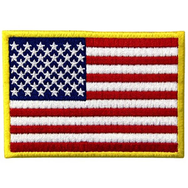 EmbTao Airsoft Morale Patch 1 EmbTao American Flag Embroidered Patch Gold Border USA United States of America Military Uniform Iron On Sew On Emblem