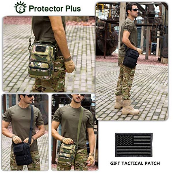 Protector Plus Tactical Pouch 4 Protector Plus Tactical Messenger Bag Men Military MOLLE Sling Shoulder Pack Tool Briefcase Assault Gear Handbags Outdoor Utility Carry Satchel (Patch Included)