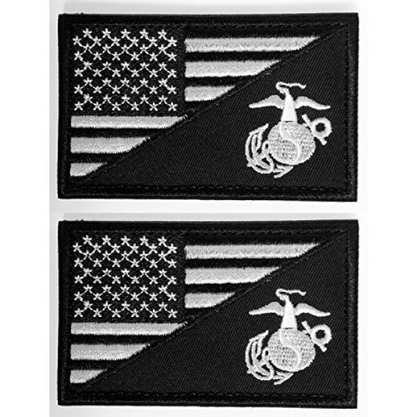 WZT Airsoft Morale Patch 1 WZT Bundle 2 Pieces American USA Flag Marine Corps USMC Black Ops White Morale Tactical Patch