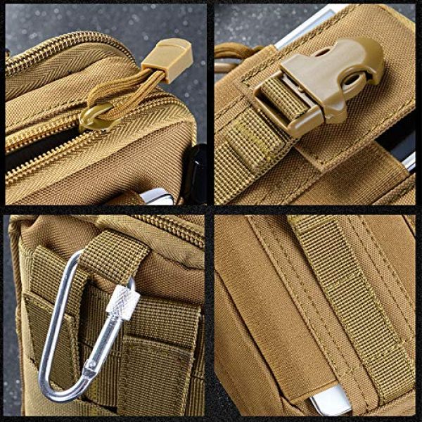 Ecango Tactical Pouch 4 Tactical Molle Pouch Multipurpose EDC Waist Bag Outdoor Compact Water-Resistant Utility Gadget Organizer with Shoulder Strap, Carabiner Clip, Key Ring, Water Bottle Carrier and Web Dominators