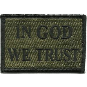 Gadsden and Culpeper Airsoft Morale Patch 1 in GOD We Trust - 2"x3" Tactical Patch - Olive Drab