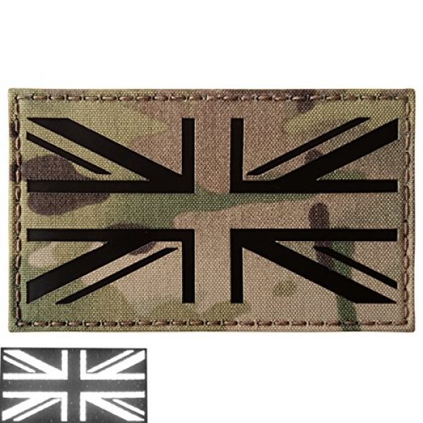 Tactical Freaky Airsoft Morale Patch 1 Big 3x5 Multicam Infrared IR UK Union Jack Flag IFF Tactical Morale Fastener Patch