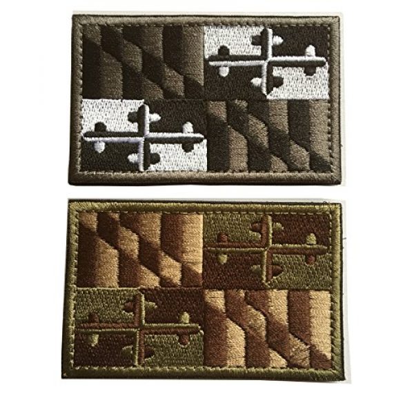 Hng Kiang Hu Airsoft Morale Patch 1 USA Maryland Flag Embroidered Tactical Morale Tags Patch (Bundle 2 Pieces)