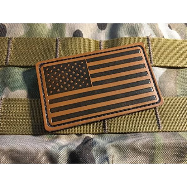 Empire Tactical USA Airsoft Morale Patch 3 Forward 3" X 2" Genuine Leather American Flag (hook/loop) Morale patch