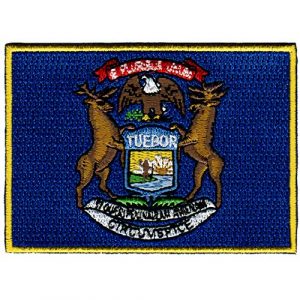 Cypress Collectibles Embroidered Patches Airsoft Morale Patch 1 Michigan State Flag Embroidered Patch Iron-On MI Emblem Blue
