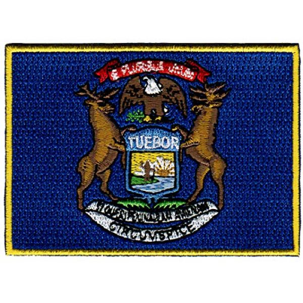 Cypress Collectibles Embroidered Patches Airsoft Morale Patch 1 Michigan State Flag Embroidered Patch Iron-On MI Emblem Blue