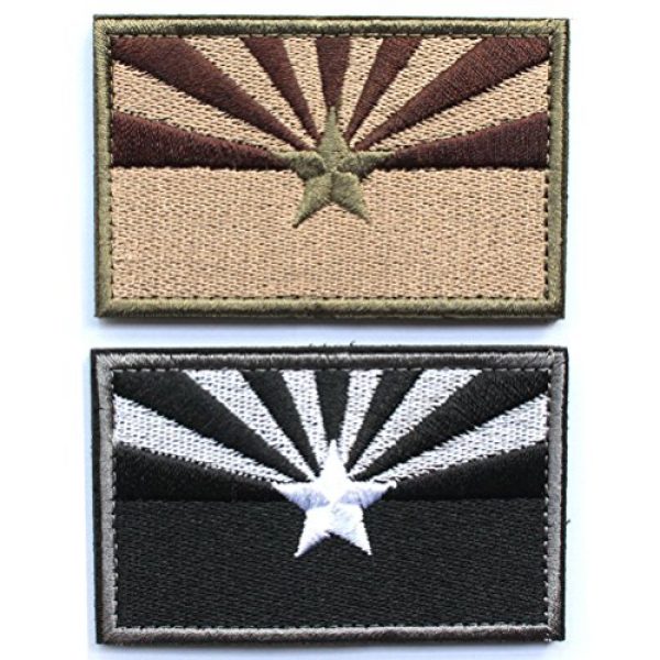 Masonicbuy Airsoft Morale Patch 1 Bundle 2 Pieces - Tactical Arizona State Flag Patch with Backing Multi-tan Black White Decorative Embroidered Appliques 2" High By 3.2" Wide