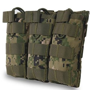 Wildoor Tactical Pouch 1 Triple Mag Pouch for M4 M16 AR15 Mag Holder Open-Top Military Airsoft Camouflage Magazine Pouch Tactical Backpack Vest Molle