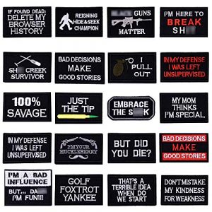 DATOUWEN ACCESSARY Airsoft Morale Patch 1 ZHDTW 20pcs Mixed Tactical Morale Iron on Patches for Clothing Biker Vest Jackets, Sew on Applique Patch for Backpacks DT013