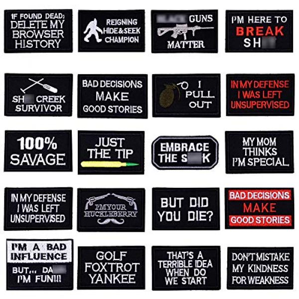 DATOUWEN ACCESSARY Airsoft Morale Patch 1 ZHDTW 20pcs Mixed Tactical Morale Iron on Patches for Clothing Biker Vest Jackets, Sew on Applique Patch for Backpacks DT013