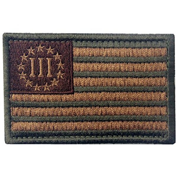 Rocking Planet Airsoft Morale Patch 1 Tactical Three Three Percenter US Flag Embroidered Morale Hook & Loop Patch - Subdued Tan & Olive Drab
