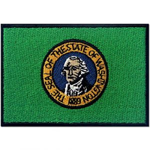 EmbTao Airsoft Morale Patch 1 Washington State Flag Embroidered Emblem Iron On Sew On WA Patch