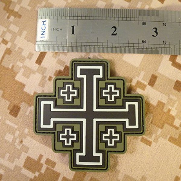 LEGEEON Airsoft Morale Patch 5 LEGEEON Glow Dark Olive Drab OD Order Holy Sepulchre Jerusalem Cross Crusaders Morale Touch Fastener Patch