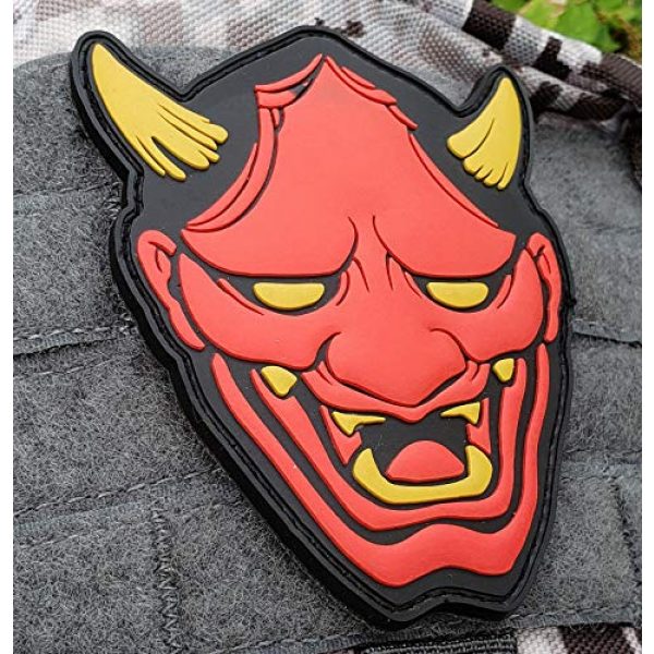 Generic Airsoft Morale Patch 4 Generic PVC Red Hannya Mask Morale Tactical Patch with Hook and Loop backing, 4" tall