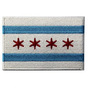 EmbTao Airsoft Morale Patch 1 Chicago City Flag Embroidered Iron On Sew On Illinois Patch