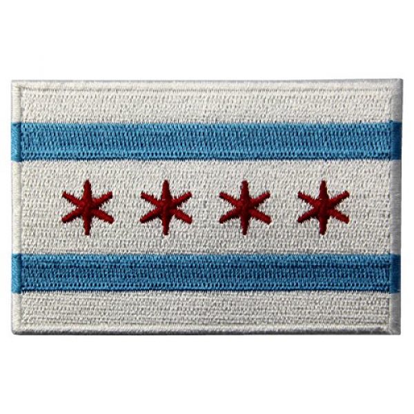 EmbTao Airsoft Morale Patch 1 Chicago City Flag Embroidered Iron On Sew On Illinois Patch