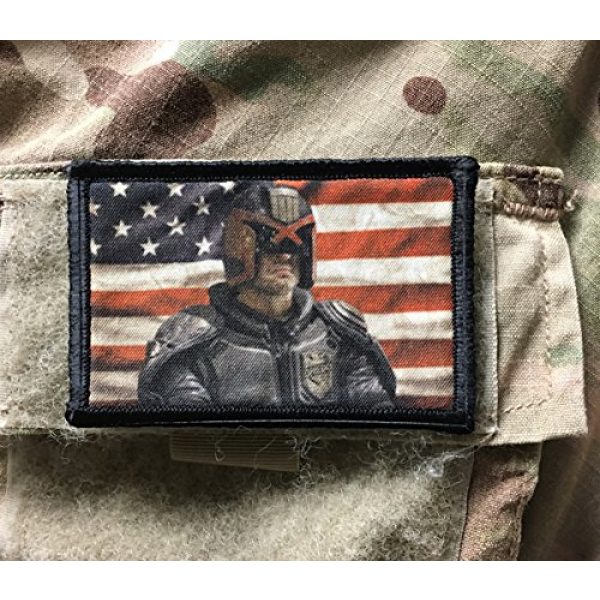RedheadedTshirts Airsoft Morale Patch 2 Judge Dredd/USA Flag Morale Patch 2x3" Hook and Loop Made in The USA