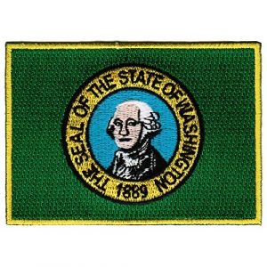 Cypress Collectibles Embroidered Patches Airsoft Morale Patch 1 Washington State Flag Embroidered Patch Iron-On WA Emblem Green