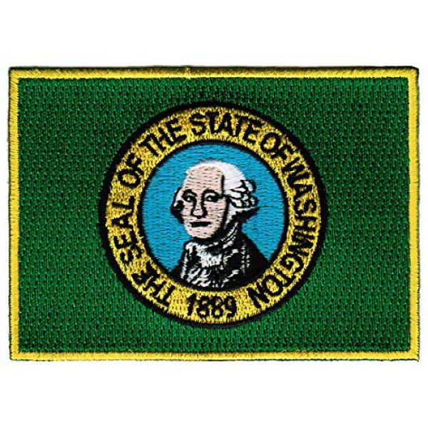 Cypress Collectibles Embroidered Patches Airsoft Morale Patch 1 Washington State Flag Embroidered Patch Iron-On WA Emblem Green