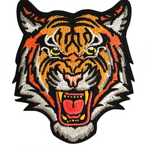 EZWOO Airsoft Morale Patch 1 Decoration Patch, The Roaring Bengal Striped Tiger Sew On Hook & Loop Embroidered Badge for Clothing Repair Backpack Jeans