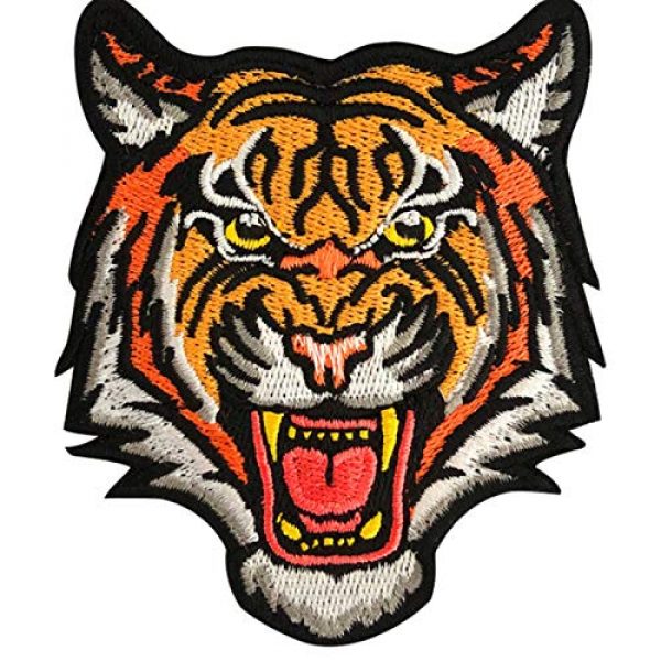 EZWOO Airsoft Morale Patch 1 Decoration Patch, The Roaring Bengal Striped Tiger Sew On Hook & Loop Embroidered Badge for Clothing Repair Backpack Jeans