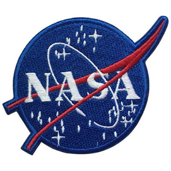 SpaceAuto Airsoft Morale Patch 2 SpaceAuto Bundle 4 Pieces Iron on or Sew on Military Tactical Morale Badge Emblem Patch - NASA Logo,100th Space Shuttle Mission, Golden Red USA Flag, NASA