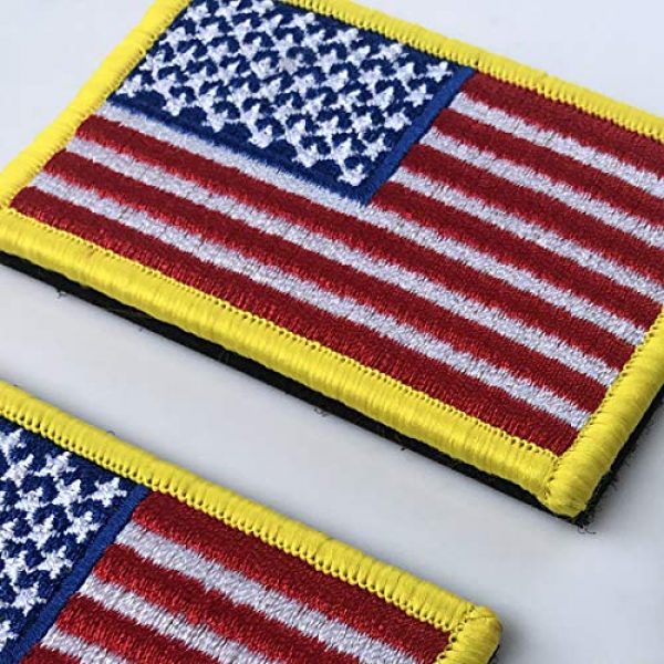 EtherealKiller Airsoft Morale Patch 5 American Flag Velcro Patches, 4pcs Gold Border US Flag Hook and Loop Emblems for Backpacks, Caps, Hats, Jackets, Pants